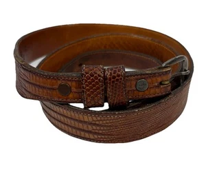 Cintura Lucchese Vintage LUCERTOLA Cintura Pelle Unisex 38 Western Marrone Esotico Anni 90 - Foto 1 di 14