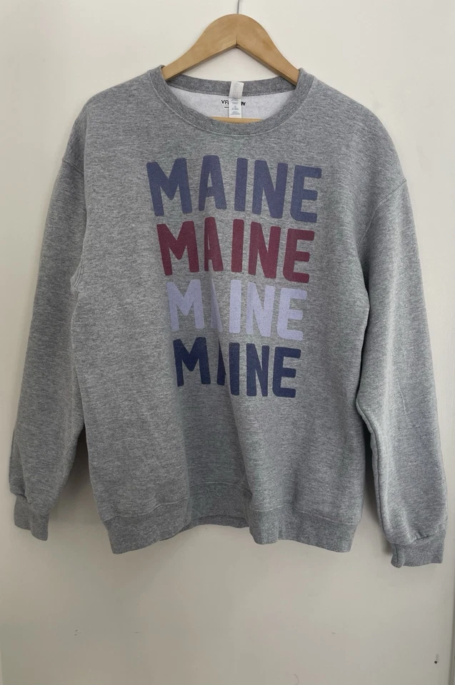 Fifth Sun Adults Maine Graphic Cozy Fleece Crewneck Pullover Sweatshirt Gray L - Image 1 of 4