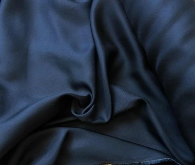 Tela de sarga 100 % seda azul marino oscuro peso 15 mm Foto 1 de 3