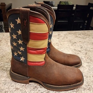 REBEL BY DURANGO PATRIOTIC PULL-ON WESTERN FLAG BOOTS MENS SIZE 13D WORN 1 TIME - Picture 1 of 7