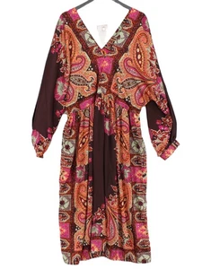 Monsoon Women's Maxi Dress XL Brown 100% Polyester Maxi - Picture 1 of 5
