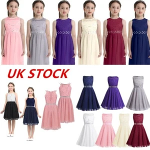 UK Kid Girls Evening Party Dress Easter Pageant Bridesmaid Formal Prom Ball Gown - Picture 1 of 64