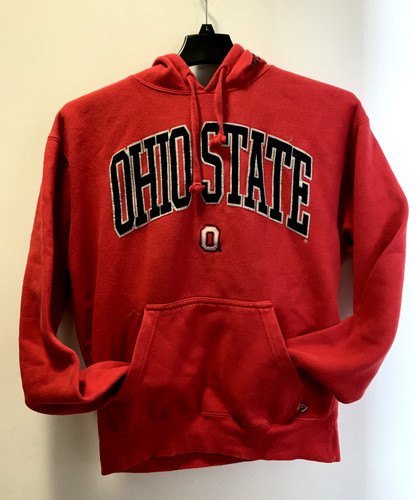 VETEMENTS Felpa con cappuccio The Ohio State Buckeyes Scarlet MEDIA scarlatta e grigia abbigliamento autentico
