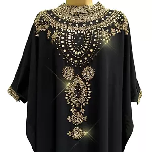 Sparkling BEADED KAFTAN Crystal Lace Dress Wedding Party Prom Groom Loose NEW - Picture 1 of 8