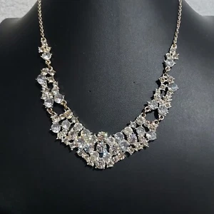 Claire's Faux Diamond Silvertone Necklace 18 Inches - Picture 1 of 5