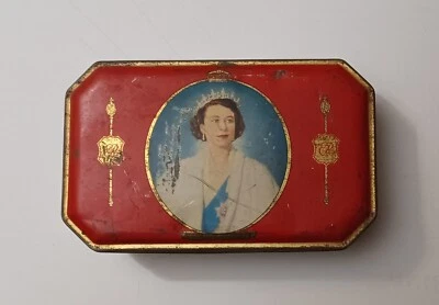 Caja de lata de caramelo Bensons 1953 recuerdo coronación reina Isabel vintage Foto 1 de 4