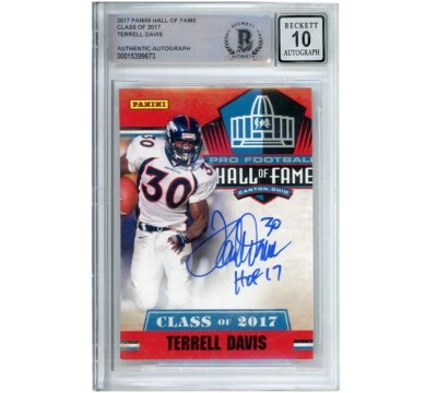 Terrell Davis Signed Denver Broncos 2017 Panini HOF Graded Encapsulated Card - Image 1 of 2