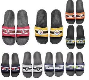 NFL Football Men's Team Logo Legacy Stripe Sport Shower Slide Flip Flop Sandals - Picture 1 of 15