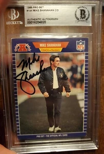 Mike Shanahan Rookie AUTO 1989 Pro Set #194 Beckett BAS Authenticated HOF B - Picture 1 of 2
