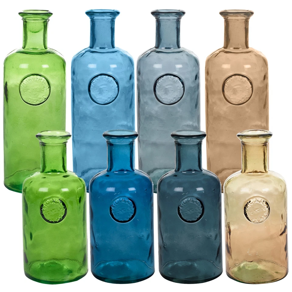 Vase aus recyceltem Glas mit farbiger Oberfläche eleganter Blumenhalter für Wohndeko - Bild 1 von 1