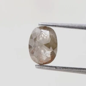 Solitaire natural diamond 1.54tcw grayish brown sparkling oval rose cut for ring - Picture 1 of 14