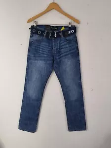 Ze Enzo 989 Jeans Mens Size 28 R Blue Denim Straight Fit With Belt - Picture 1 of 2