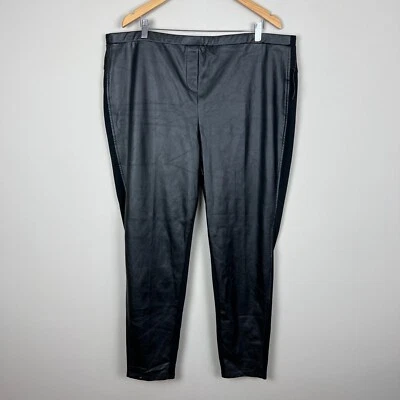 Worthington Faux Leather Leggings Woman 2X Black Ponte Knit Stretch Pull On New - Image 1 of 4