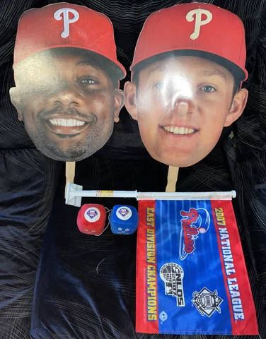 Stadium Giveaway PHILADELPHIA PHILLIES Lot Howard Utley Face Signs Flag Dice Cover