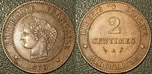 Francia - III República - 2 Céntimos Cérès 1885 A, París TTB+ ! F.109/11 - Picture 1 of 1