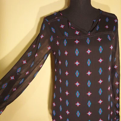 Blusa Camisa Mossimo Boho Top Supply Co Negra Pequeña Transparente  Foto 1 de 4