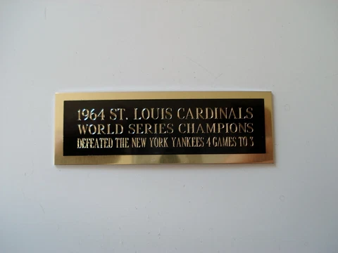 St. Louis Cardinals Baseball Card 1964 World Series Card Plaque Nameplate 1 X 3 Cover