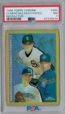 1998 Topps Chrome refrator 264 B Fuentes/M Clement/R Halladay PSA 7 POP 2 3643 - Imagem 1 de 2