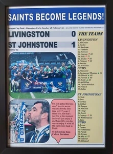 Livingston 0 St Johnstone 1 - 2021 Scottish League Cup Finale - gerahmter Druck - Bild 1 von 2