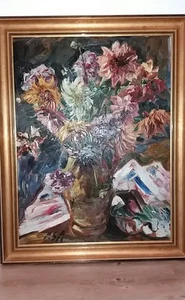 Norddeutsche Künstler: Albert Schiestl-Arding: Dahlienstrauß  Stilleben, um 1928 - Bild 1 von 5