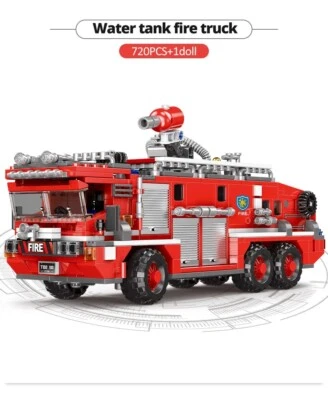 3D Feuerwehr, LKW, Wasserwerfer, Bausatz Klemmbausteine Kompatibel, Truck  - Bild 1 von 3