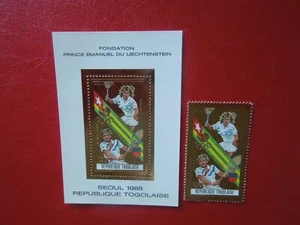 G 5428 TOGO 1988 OLIMPIADAS LÁMINA DE ORO STEFFI GRAF MI 328 A + 2122 MNH - Imagen 1 de 2