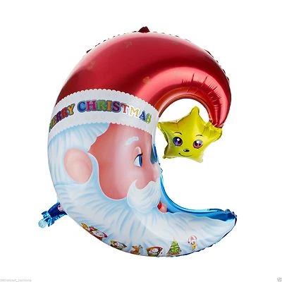 24" CHRISTMAS CUTIE SANTA FATHER CHRISTMAS MOON & STAR  SHAPED  FOIL BALLOON    - Image 1 of 2