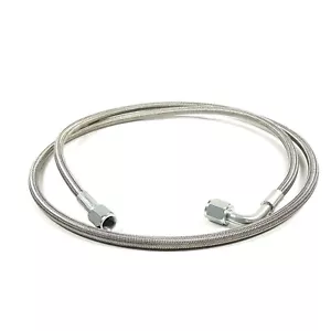 Línea de alimentación de aceite turbo de teflón 60" 4AN 90 grados extremo de manguera acero inoxidable trenzado - Imagen 1 de 6