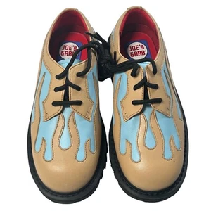 Joes Garb Tan & Turquoise Flame Greaser Shoes Oxford Loafers Girls Youth Size 2 - Picture 1 of 5