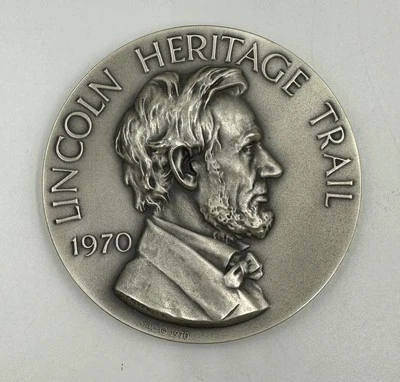 1970 Lincoln Heritage Trail 4.6 Troy Ounces .999 Pure Silver Medal Gem BU W/Box - Image 1 of 4