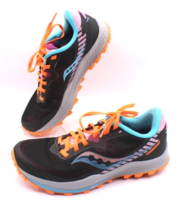 Saucony Womens Peregrine 11 Trail Running Shoes 8.5 Black/Orange PwrTrac Formfit - Image 1 of 4