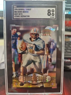 1996 Bowman's Best Eddie George #BB4 BEST BETS AUTOMIC REFRACTOR SGC 8 - Image 1 of 2