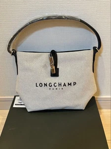 Longchamp Canvas Tote Bag Hand Shoulder Bag L Ivory Cotton Leather Japan New F/S - Picture 1 of 3