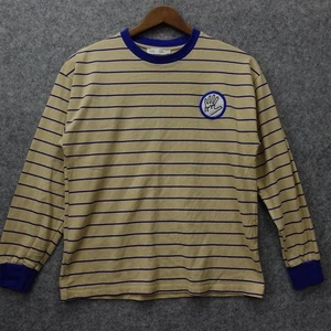 Striped Ringer Shirt Boys 11 12 Tan Blue ZARA Jean Julian Logo Patch Tee School - Picture 1 of 10