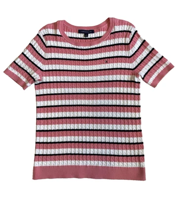 Tommy Hilfiger Talla M Multicolor Rayas Elástico Carrera Suéter Manga Corta Top Foto 1 de 4