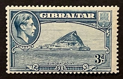 Sellos de viaje: estampillas de Gibraltar de 1942 Sg 125b - 13 Perf - 3d KGVI como nuevas MNH OG Foto 1 de 4