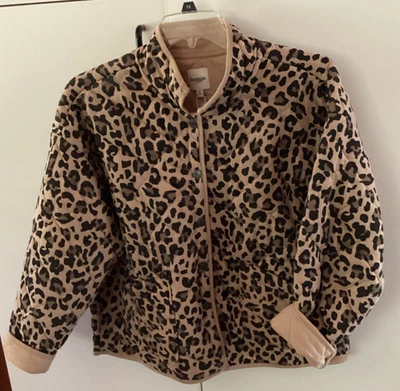 Kensie Jeans Quilted  Animal Print Jacket with Snap Front  - Size XL - Image 1 of 2