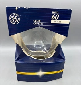 GE 60 Watt Globe Crystal Light Bulb Medium Base 60 G40/CL - Picture 1 of 7