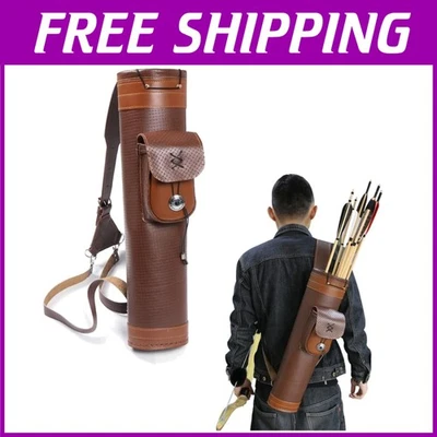 Large Pouch Leather Arrow Quiver Adjustable Straps - Image 1 of 4
