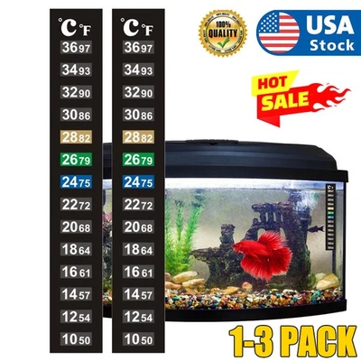 1/3шт аквариума термометр полоски, аквариума термометр стикер, террариум США - Изображение 1 из 4