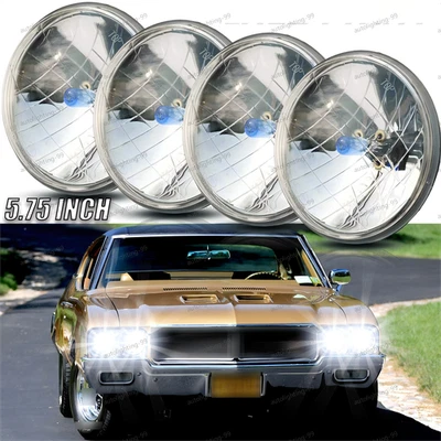 Para Buick GS 455 1970-72 Redondo 4 piezas 5-3/4 5,75" pulgadas Halo Faros Viga Foto 1 de 4