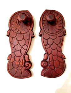 Hinduismo tallado a mano madera deslizable en forma de pez charan Paduka khadau coleccionable - Imagen 1 de 12