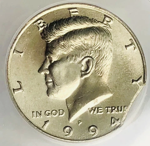 1994 Kennedy Half Dollar MINT ERROR ANACS-MS65 50C Curved Clip 10.92 Grams Cover