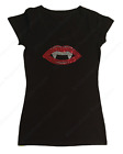 Damen-T-Shirt Strass ""Sexy Vampirlippen"" S, M, L, XL, 2X, 3X, Halloween