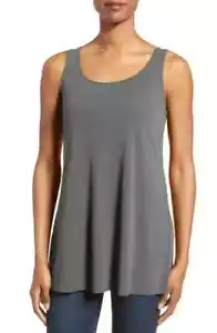 Eileen Fisher 100 % Seide U-Ausschnitt Tunika Tanktop grau Damengröße Medium - Bild 1 von 12