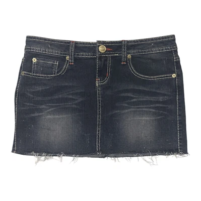 Vintage Rue 21 Low Rise Micro Mini Jean Skirt Size 5/6 Retro Dark Denim 90s Y2K - Image 1 of 4