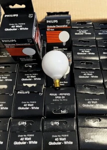 Philips Globular Decorative- White Candelabra Base  40 W - Picture 1 of 1