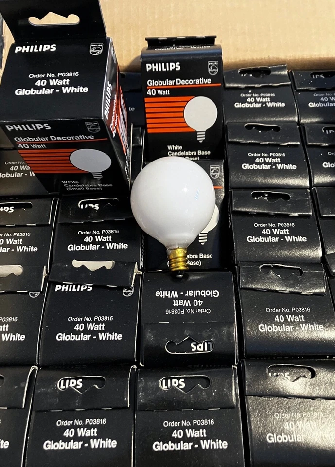Philips Globular Decorative- White Candelabra Base  40 W - Image 1 of 1