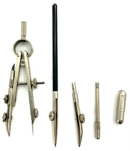 Juego de 5 herramientas de dibujo con brújula de precisión alemana vintage #501 - Imagen 1 de 4