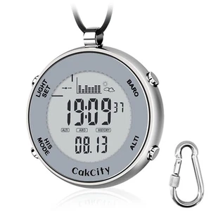 Digital pocket watch with chain waterproof, with weather altimeter and barometer - Picture 1 of 7